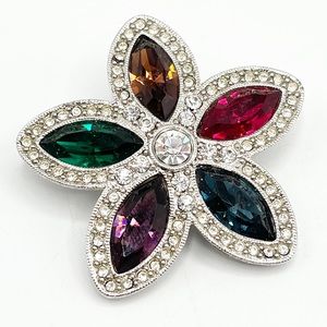 Vintage Kenneth Lane Rhinestone Flower Brooch Pin